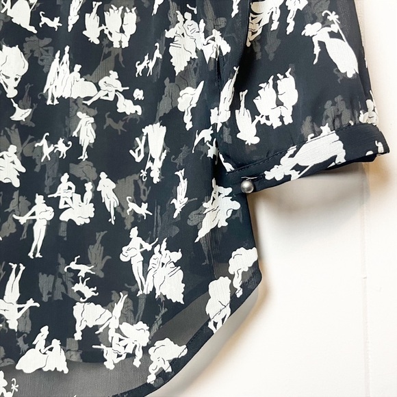 Anthropologie HD in Paris Ruffled Blouse 2 black white toile button down top - Picture 5 of 11